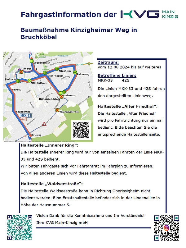 KVG Umleitungsplan Fahrgastinfo